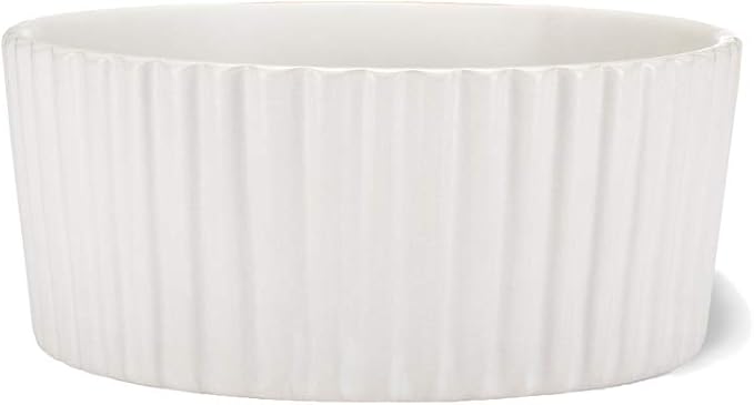 Waggo Ripple Ceramic Dog Bowl for Medium and Large Breeds - Modern with Matte Finish, Heavyweight Durable Pet Food and Water Dish Crock, Dishwasher Safe (Medium, White)