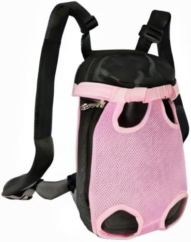 FEimaX Dog Carrier Backpack Pet Legs Out Front Cat Travel Bag, Adjustable Puppy Backpacks Carriers Hands-Free for Small Medium Dogs Cats Hiking Traveling Camping Daily Walking (Small, Pink)