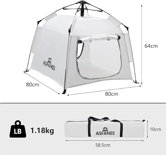 Outdoor Waterproof Pet Automatic Camping Tent, Pop up Cave Bed for Indoor Cats and Small Dogs, Portable Cat House Dog House, White.