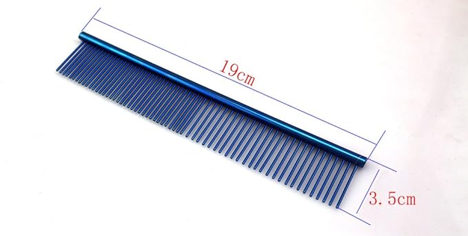 ZoCr Stainless Steel Pet Comb for Dogs Cats, Pet Grooming Comb with Different Spaced Rounded Teeth (Blue)
