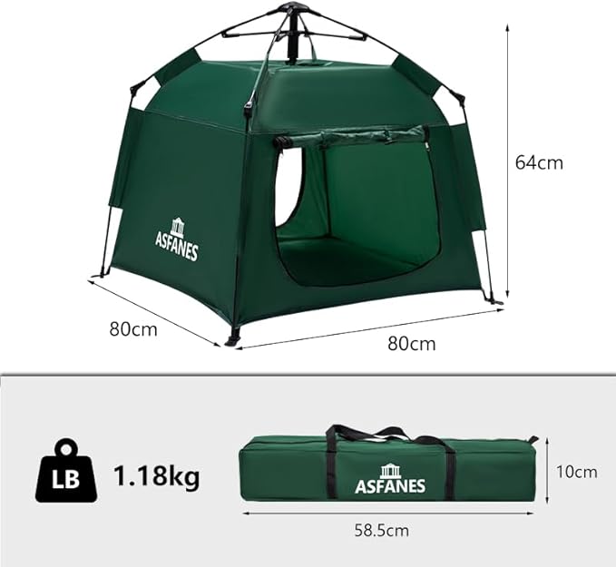 Outdoor Waterproof Pet Automatic Camping Tent, Pop up Cave Bed for Indoor Cats and Small Dogs, Portable Cat House Dog House, Army Green.