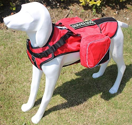 Serijoars Dog Vest Harnesses with Saddlebag Backpack for Camping & Travel - Reflective Hound Hiking Backpack Saddle Bag - Lightweight Vest Harness for Medium & Large Dogs (Red, S)