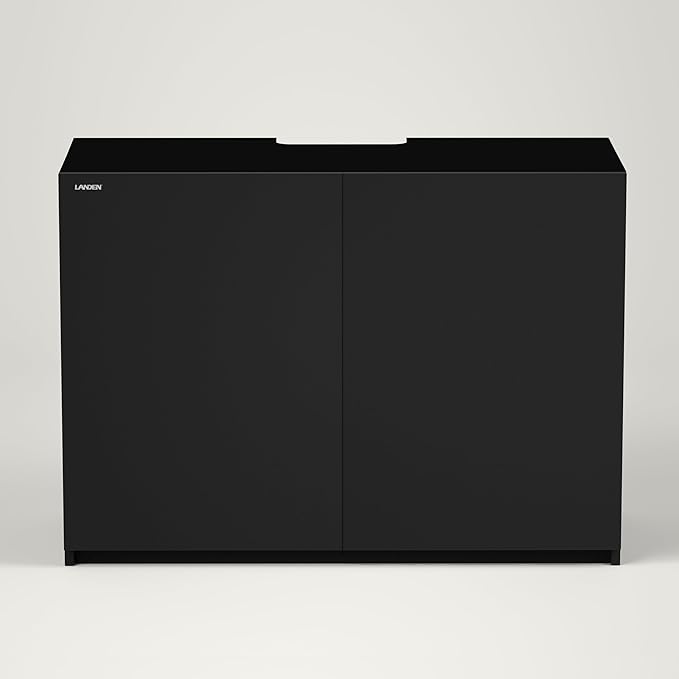 LANDEN Aquarium Wooden Stand and Cabinet for up to 72.2 Gal Tank, Fish Reptile Sea Salt WaterTank Stand, Nano Foam Leveling Mat Included, W47.2xD19.7xH31.5 in, Wooden Matte Black Painted(Stand Only)