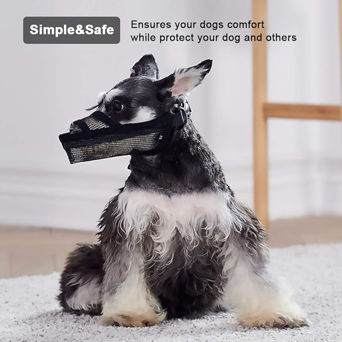 Crazy Felix Nylon Dog Muzzle for Small Medium Large Dogs Dachshund Beagle Poodle Labrador, Air Mesh Breathable and Drinkable Pet Mouth Cover for Anti-Biting Chewing Scavenging(Black,S)