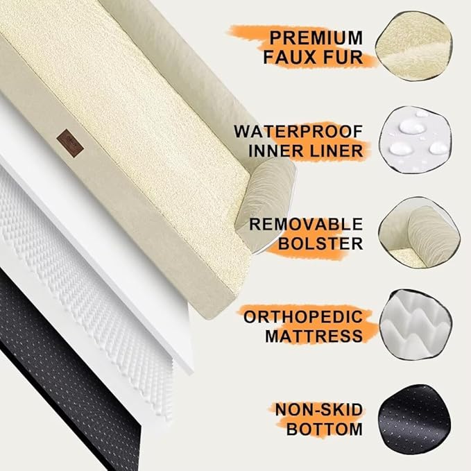Small Dog Bed Orthopedic Washable Cat Bed Memory Foam Small Couch Sofa Indoor Comfy Pet Beds with Waterproof Removable Cover & Non-Slip Bottom