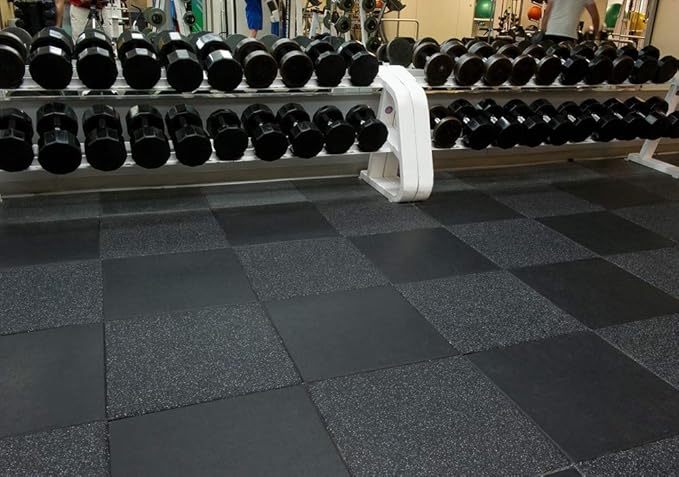 American Floor Mats - Extreme Rubber Gym Tiles - 1 Inch Thick Colorful Rubber Gym Tiles - Superior Shock and Sound Absorbing Tiles - 95% Light Greys 25 Tile Pack (Covers 100 Sq Ft)