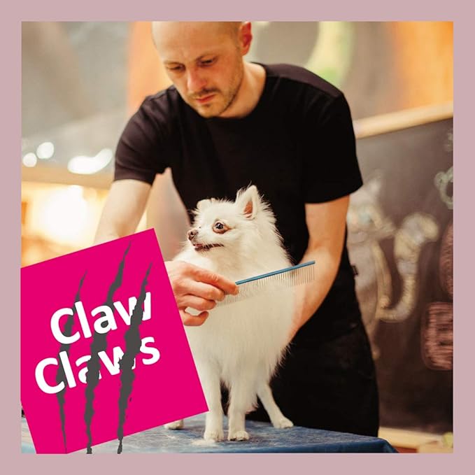 Greyhound Comb with Oval Handle for Dogs and Cats, Removing and Shedding Matted, Tangled Hair, Metal Comb with Stainless Steel Pins, Detangling Grooming Tool (9.8" Blue-20% fine pins)