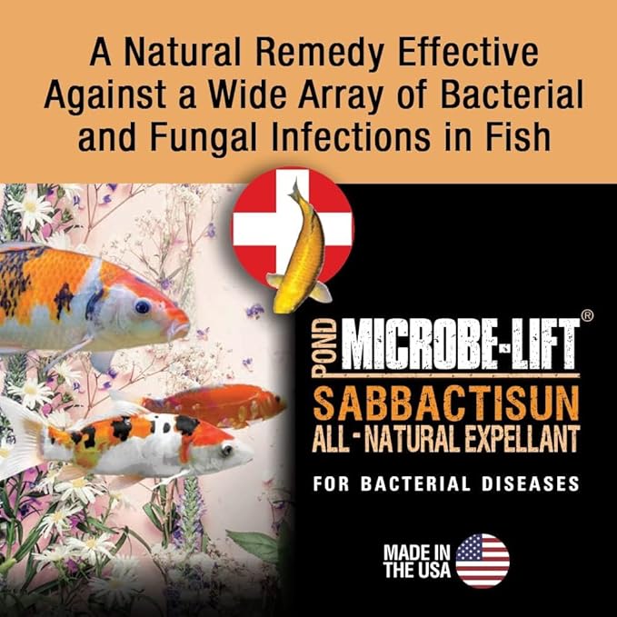 MICROBE-LIFT Sabbactisun Disease Treatment for Ponds and Outdoor Water Gardens, Disease Expellant for Pond Fish, 32 Fl Oz