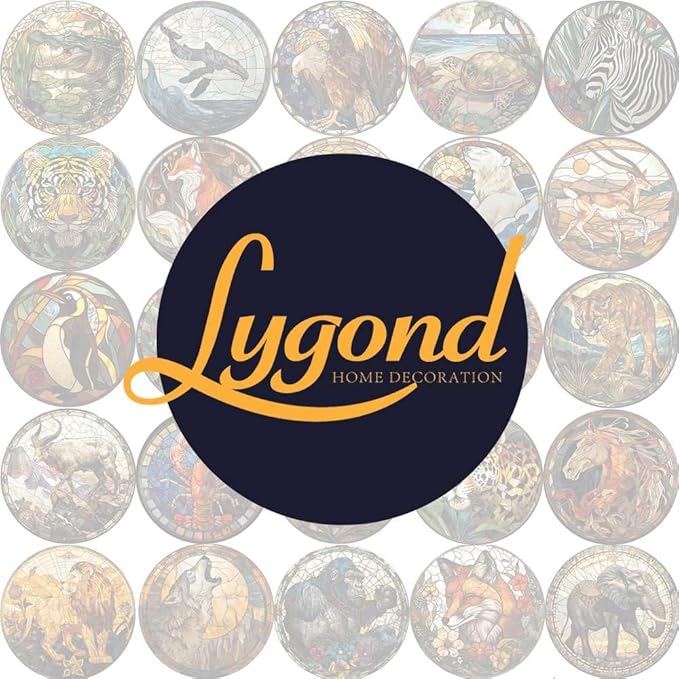 Lygond Metal Sign Tin Sign Circular Stained Glass Rabbit Metal Garden Sign for Pet 12×12 Inches
