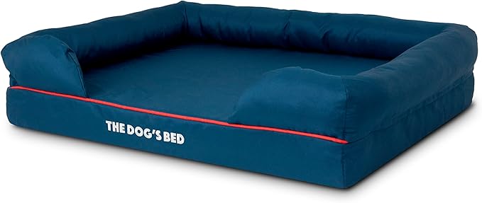 The Dog’s Bed, Large Oxford Blue/Red 36x27 Memory Foam, Pain Relief: Arthritis, Hip & Elbow Dysplasia, Post Surgery, Lameness, Supportive, Calming, Waterproof Washable Cover, Veterinary Approved