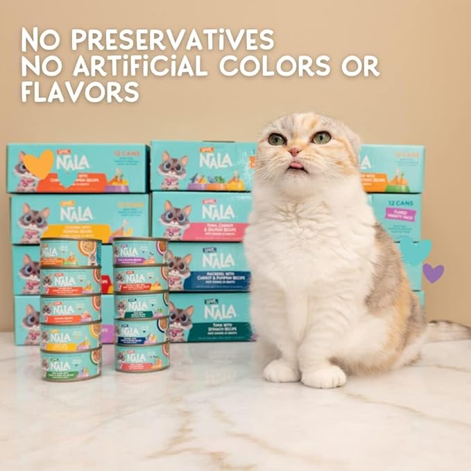LOVE, NALA Grain-Free Wet Cat Food Pâté – 24 Pack – Natural Chicken & Fish Variety in Broth – Premium Whole Meat - Grain Free - Non GMO - Wet Food for Adult Cats