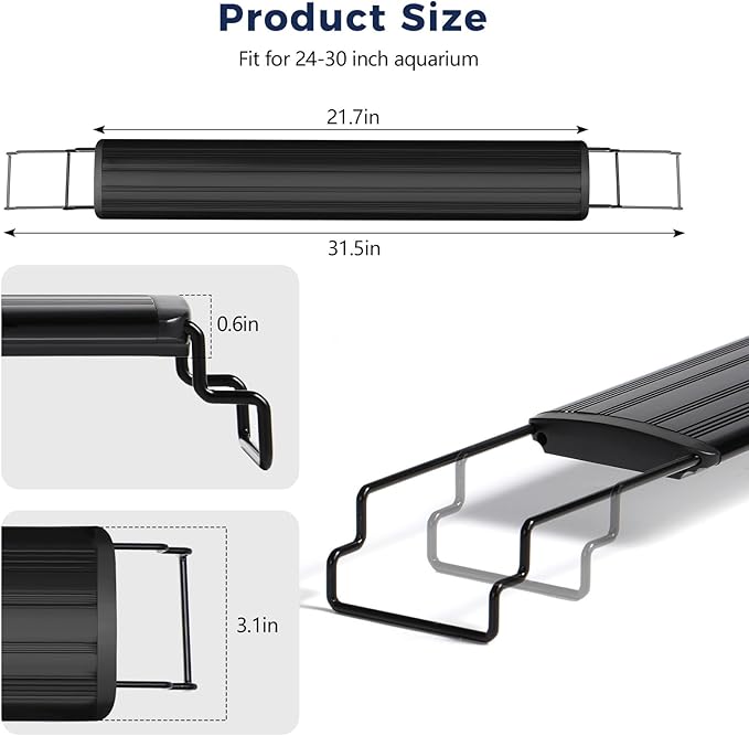 Tatub 16W LED Aquarium Light for 24"-30" Fish Tank, Full Spectrum Fish Tank Light with White Blue Red Green LEDs, 10 Levels of Brightness,Timer Auto On/Off