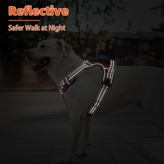 PUPTECK No Pull Dog Harness Small Sized, Adjustable Reflective Dog Harness with Handle Easy Control, Comfortable Soft Padded Pet Vest Harness for Small Dogs, Orange S