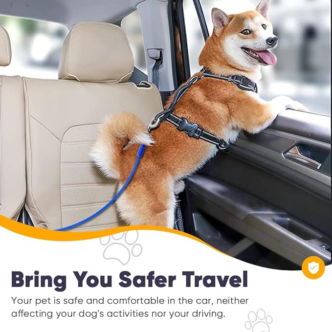 Petbobi Dog Seat Belt for Car - Chew Proof Durable Dog Seatbelt Tether for Small Medium Large Pets - Metal Vehicle Harness Restraint with Double Clips and Latch - Car Leash for Safety Travel