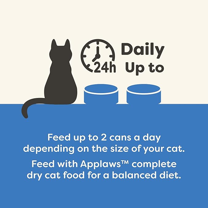 Applaws Natural Wet Cat Food in Broth, Limited Ingredient Canned Wet Cat Food, No Additives, Made with Natural Ingredients, Tuan Fillet & Salmon in Broth (24 x 5.5oz Cans)