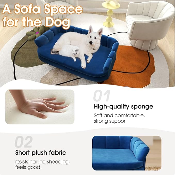 Dog Couch Sofa Bed, Comfortable Pet Sofa for Large and Medium Dogs, Soft Velvet Cushion, Durable Pet Furniture for Living Room, Washable Dog Bed for Couch 40.16''(NY)