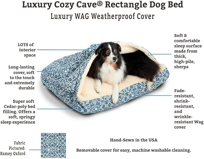 Snoozer Pet Products Luxury Rectangle Cozy Cave, Wag Collection, Small, Barkely Black Diamond