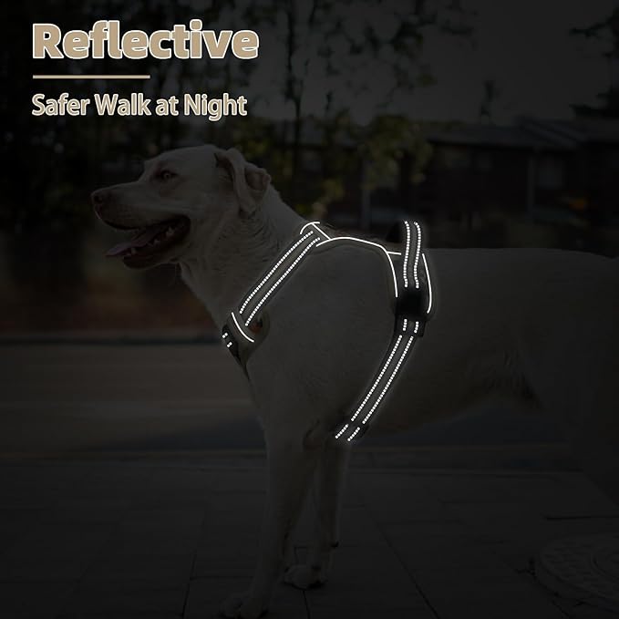 PUPTECK No Pull Dog Harness Medium Sized, Adjustable Reflective Dog Harness with Handle Easy Control, Comfortable Soft Padded Pet Vest Harness for Medium Dogs, Camouflage M