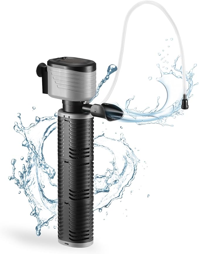 SainSmart XpertMatic 45W Aquarium Filter, Submersible Fish Tank Filter Water Pump for Up to 220 Gallon Fish Tank, 3 Stages 792 GPH Biochemical Sponge Filter, for Aquarium Filtration/Oxygenation