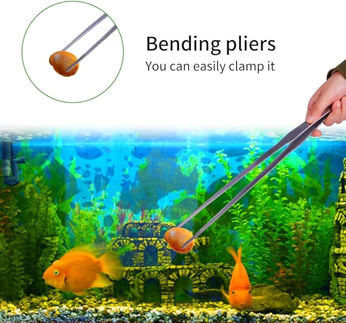 Extra Long Handle Aquarium Tweezers Serving Tongs Feed clamp,2 Pack Stainless Steel Straight and Curved Tweezers Set for Fish Tank Plants Reptile Feeding Tongs(15 Inchs)