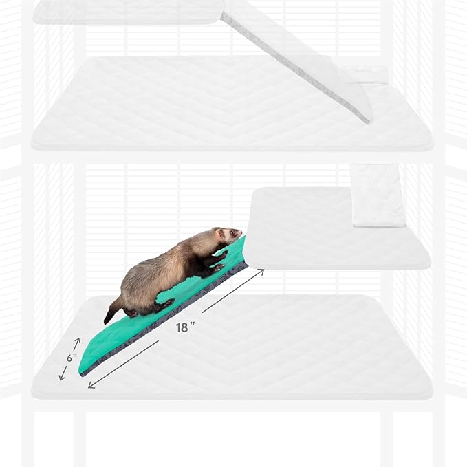 Paw Inspired Fitted Fleece Liner for Ferret Nation, Critter Nation Cage for Ferrets, Rats, Chinchillas, Hedgehogs & Other Small Animals (Green, Ramp Cover)