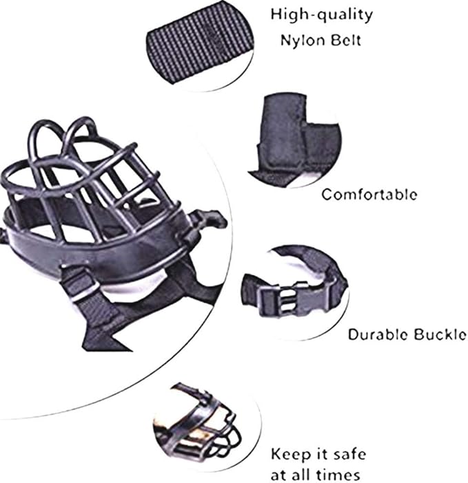 Basket Dog Muzzles-Soft Adjustable Breathable Mask Anti Biting Chewing Barking Training Dog Muzzle for Small Medium Large Dogs (Black, 2: Snout 6.7-10.2")