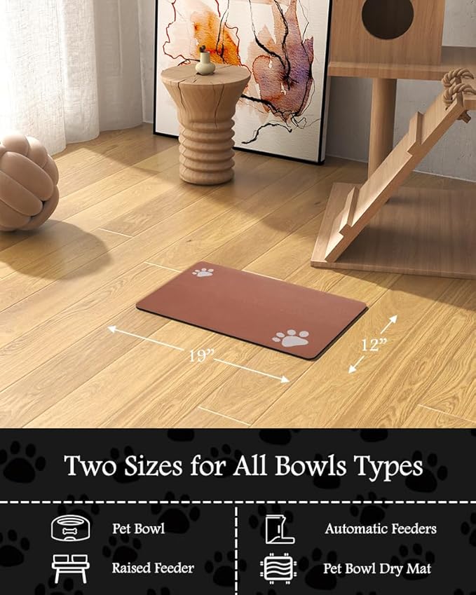 Pet Feeding Mat-Absorbent Dog Mat for Food and Water Bowl-No Stains Quick Dry Dog Water Dispenser Mat(Orange,12"x19"