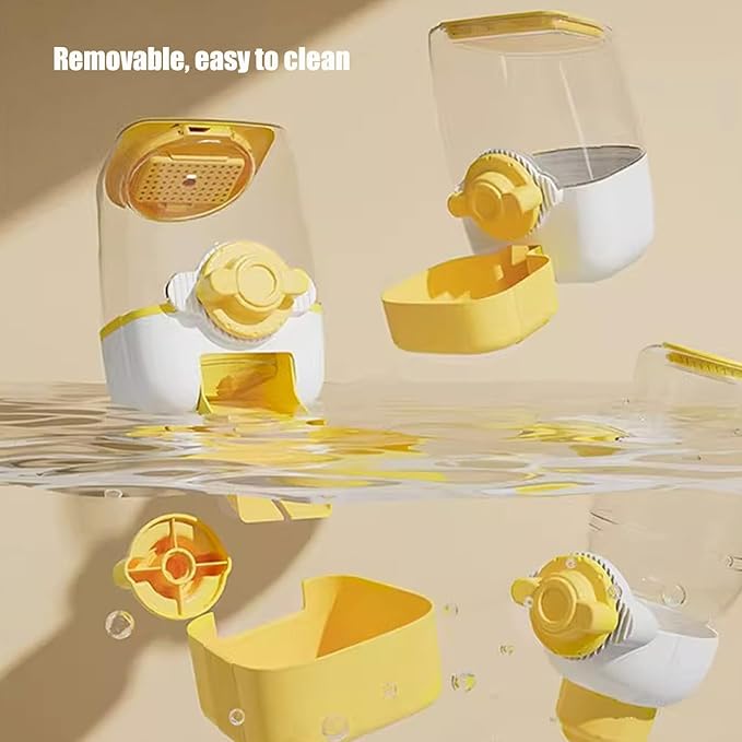 Pet Hanging Automatic Feeders Drinking Bowls,Gravity Rabbit Feeder and Water Set,Cage Cat Food Bowl Feeding Station for Puppy Kitten Chinchilla Hedgehog Guinea Pig Ferret (Yellow-Water)