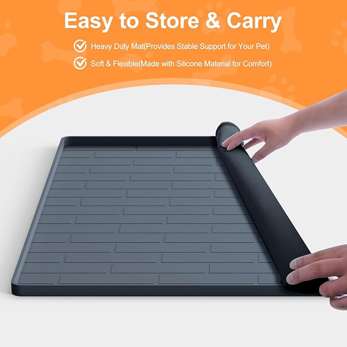 Pee Pad Tray Holder for Dogs,Non-Slip Silicone Dog Puppy Pad Holder,24 x 24 Square Puppy Potty Training Pads,No Spill Raised Lip High Edge,Portable, Leak-Proof Mat Trays for Indoor Floor Protection