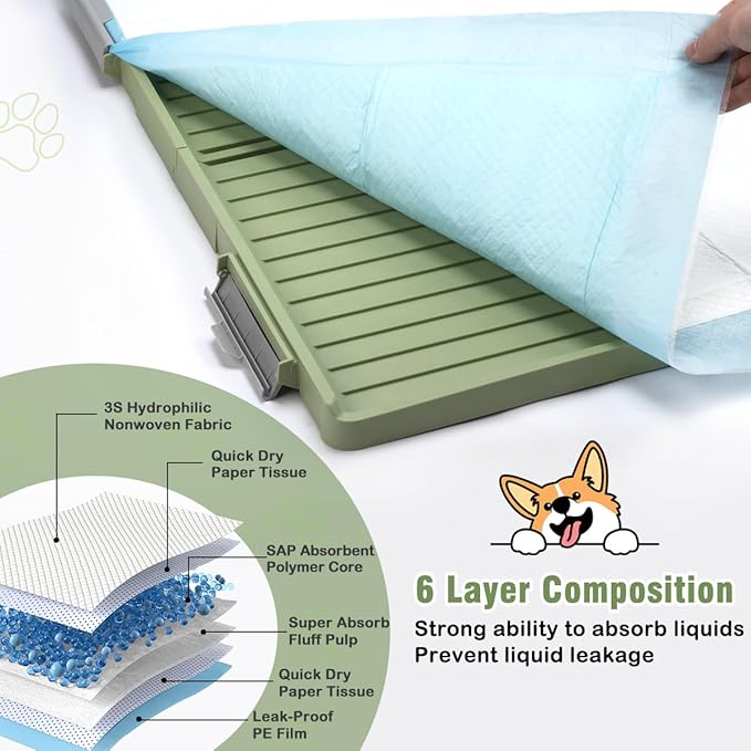 Puppy Pads & Holder Set – Includes 20 Extra Large 30×36in Pee Pads, Anti-Slip Leak-Proof Pee Pad Holder with Secure Lock for Puppies & Large Dogs and All Breeds