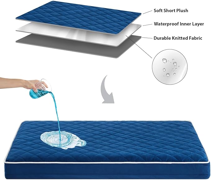 WNPETHOME Orthopedic Big Dog Beds Large Sized Dog, Waterproof Extra Large Dogs Bed with Removable Washable Cover, Multi-Needle Quilting Dogs Crate Bed