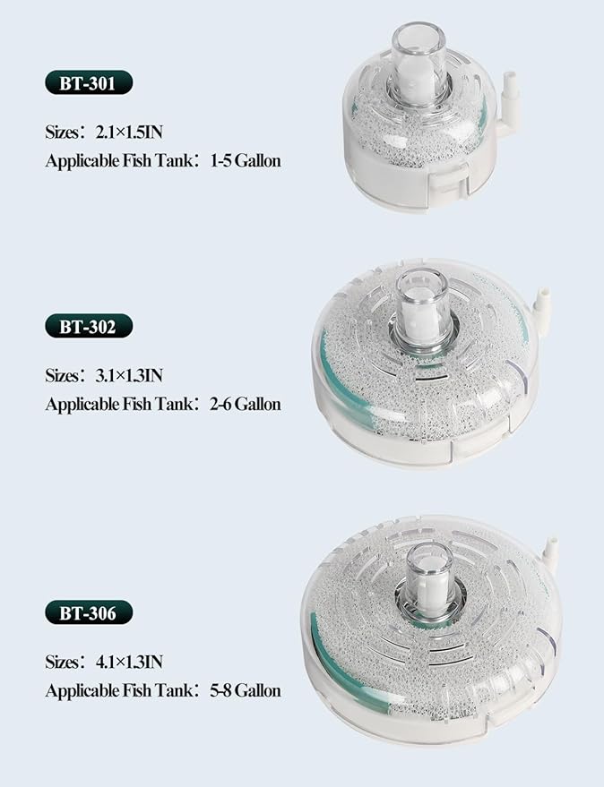UPETTOOLS Mini Aquarium Sponge Filter, Small Fish Tank Filter Submersible Fish Filter Built-in Air Bubble Stone and Bio Balls for Fish Tanks up to 5 Gallon (Air Pump Not Included)