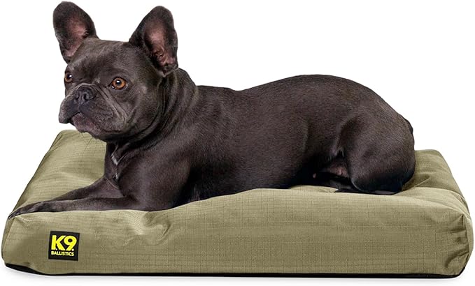 K9 Ballistics Tough Rectangle Pillow Dog Bed - Removable Cover, Washable, Durable & Water Resistant Dog Bed - Small, Sage Green
