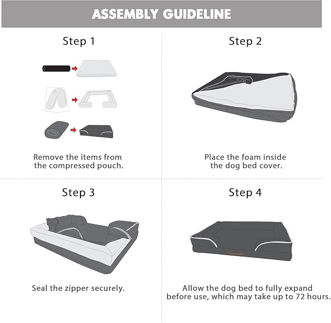 Friends Forever Orthopedic Dog Bed for Medium Dogs, Waterproof Memory Foam Dog Sofa Bed M with Removable Washable Cover, Ally Grey, 28x23x6.5