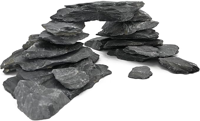 Natural Slate Rock 5LB Reptile Basking Stones Fish Tank Rocks for Aquarium Landscaping, Tank Decoration, Fairy Gardens,Reptile & Amphibian Enclosures 3 to 8 Inches