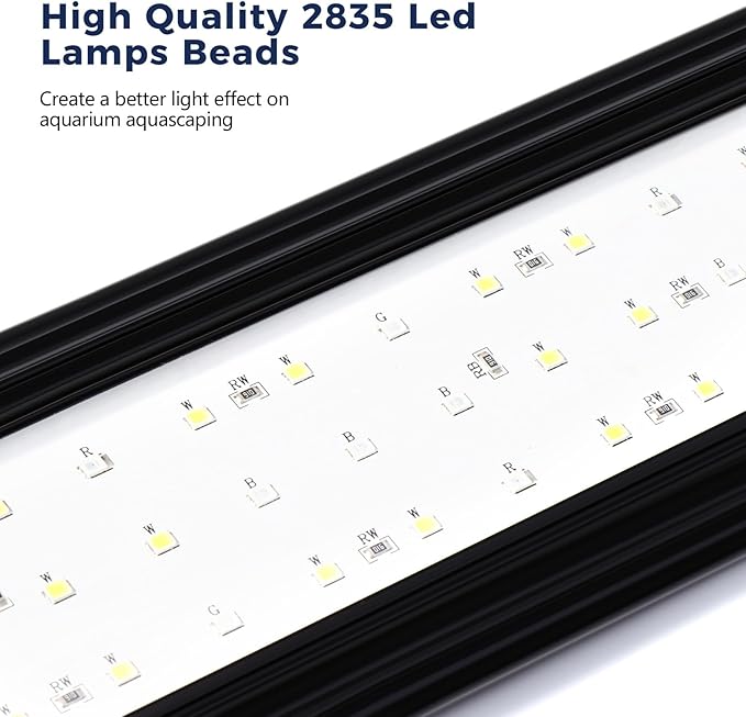 Tatub 16W LED Aquarium Light for 24"-30" Fish Tank, Full Spectrum Fish Tank Light with White Blue Red Green LEDs, 10 Levels of Brightness,Timer Auto On/Off