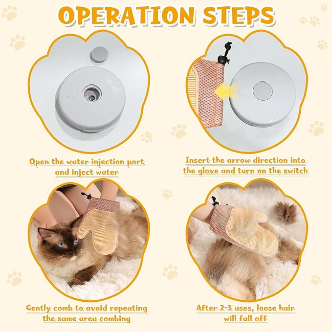 Pet Hair Removal Glove,2025 New All-in-One Grooming Mist Pet Hair Remover Gloves, Pet Hair Remover Glove for Cats & Dogs,Double-Sided Reusable Gloves for Couch, Clothing,Carpet (Pink)