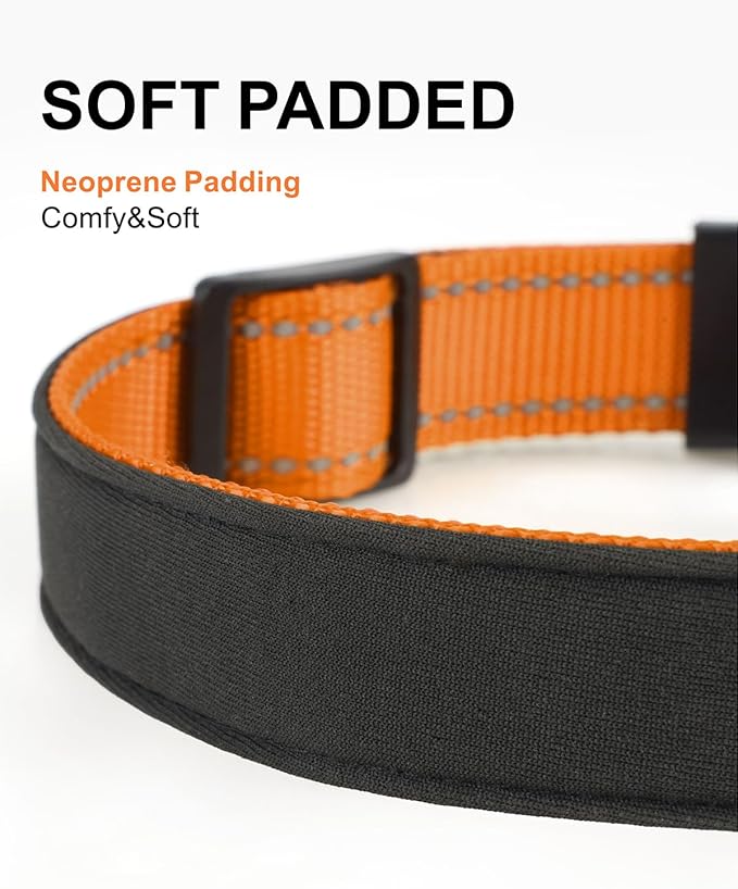 TagME Airtag Dog Collar,Waterproof Reflective Pet Collar with Airtag Holder,Soft Padded and Double D-Rings for Medium Dogs,Orange
