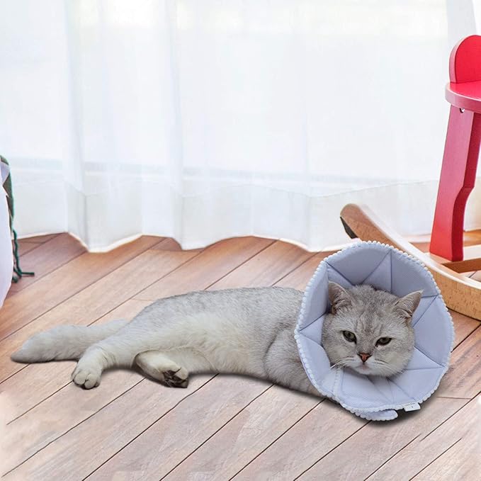 Soft Cat Recovery Collar,Adjustable Dog Cat Cone,Dog Protective Cone Collar After Surgery,for Kitten and Puppy,Small,Blue