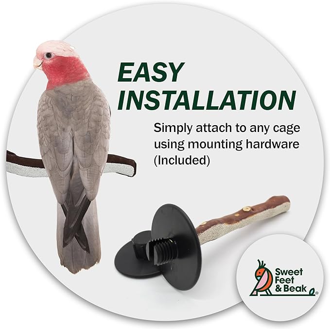Superoost Manzanita Pumice Pedicure Perch- Easy to Install Bird Cage Accessories for Healthy Feet, Nails and Beak - Natural Bird Perches Imitates Birds' Life in The Wild - M 10"