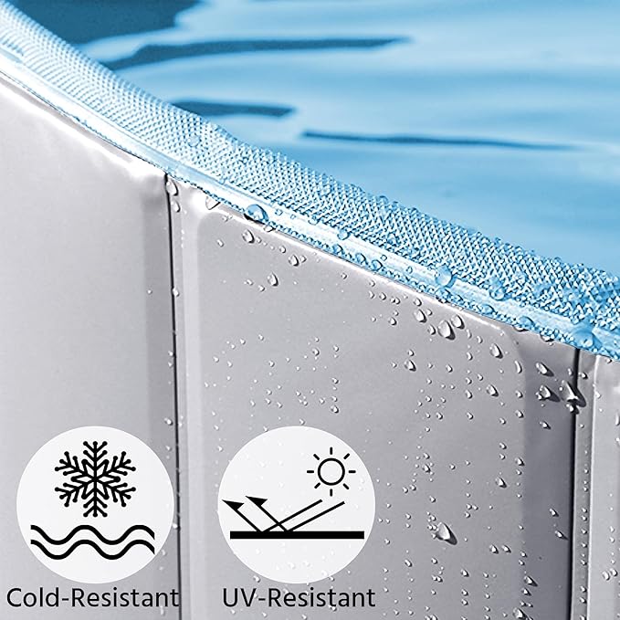 Yaheetech Foldable Dog Pools 71 x 12 Inches Collapsible Hard Plastic Pets Swimming Pool Portable Puppy Bath Tub Cat Shower Pet Wading Pool for Outdoor/Indoor w/Pet Repair Patches, Gray