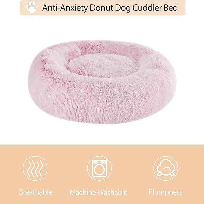 WNPETHOME Calming Dog Bed for Large Dogs, Anti-Anxiety Donut Pet Bed, Fluffy Faux Fur Plush Pet Beds,Warming Cozy Soft Round Lagre Dog Bed for Large Jumbo Dogs, Cat Cuddler Cushion Bed