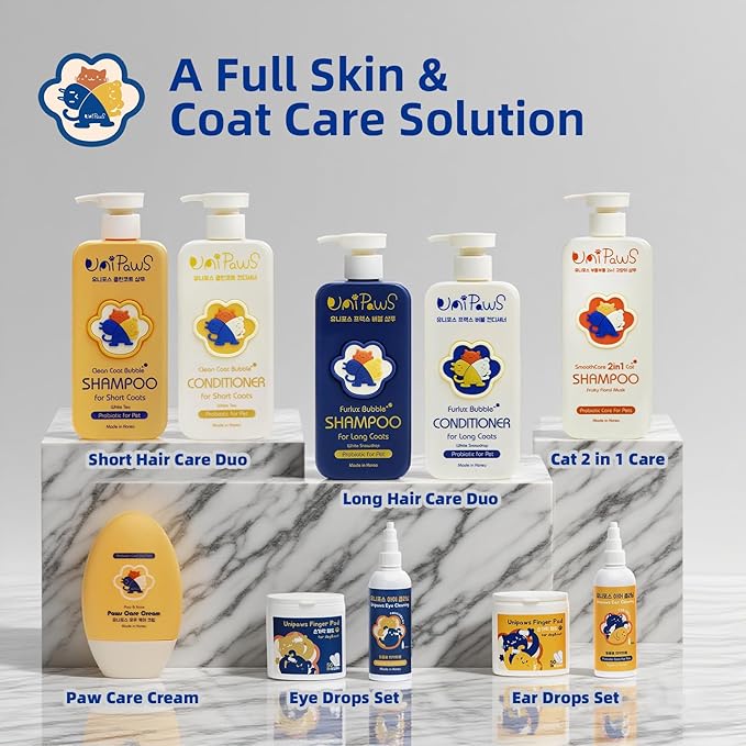 UNIPAWS Dog & Cat Eye Area Cleaner with Wipes – Vet-Recommended Tear Stain Remover – 5.1 fl oz Cleaner + 50 Dry Finger Wipes – Probiotic & Plant Formula, Gentle Grooming Care