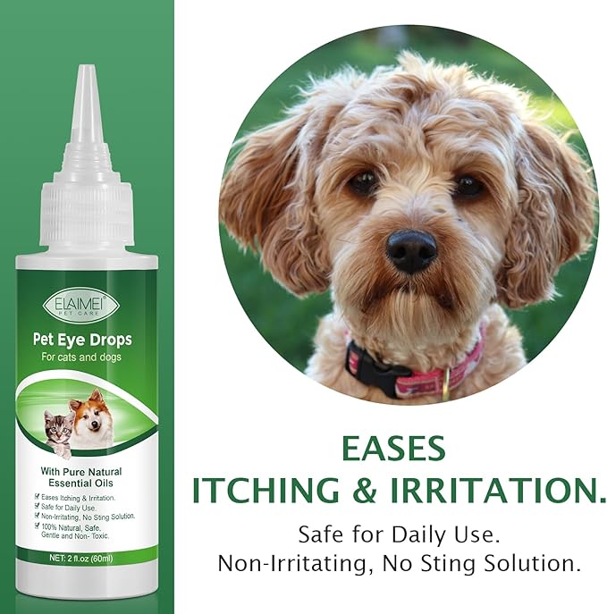 Dog Eye Drops, Eye Cleaner for Dogs & Cats Supports Eyes Infection Relief, Redness & Allergy Eyes Relief, Remove Tear Stain & Eye Debris - Pet Eye Gentle Care Supplement Cats Drops for Eyes - 2 fl ozโฆ