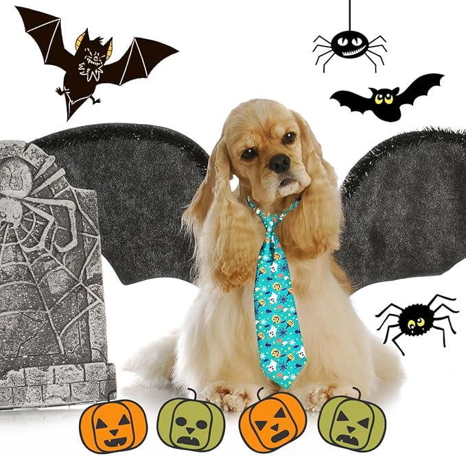 PET SHOW 10pcs Pack Halloween Big Dog Ties Neckties for Large Breed Dogs XL Adjustable Holiday Grooming Accessories Neck Ties Bowties Girl Boy Festival Costumes Photography Party Gift Favor