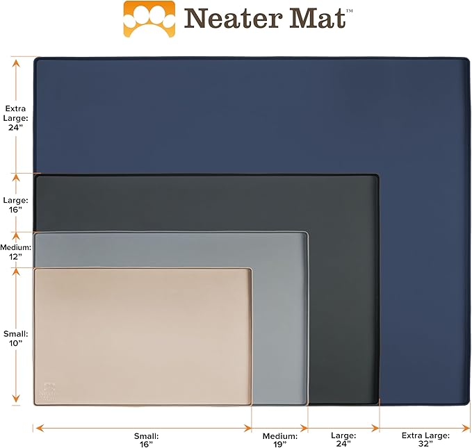 Neater Pet Brands Neater Mat Pet Mats for Food and Water, Cat & Dog Bowl Mat Waterproof Silicone, Feeding Tray, Dog Food Mats for Floors, Placemat w/Raised Edge for Under Bowls, 16” x 10”, Light Pink