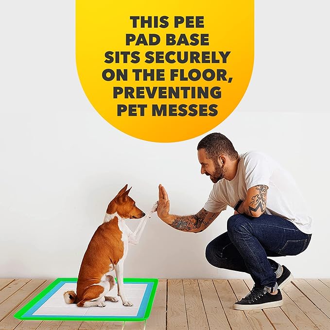 TidyFriend Dog Pee Pad Holder Tray Fits for 24” x 24” Wee Wee Pee Pads - Stable Grip, Raised Edges, Quick-Wipe Silicone Surface Dog Potty Tray Holder for Indoor Flooring Protection (Green)