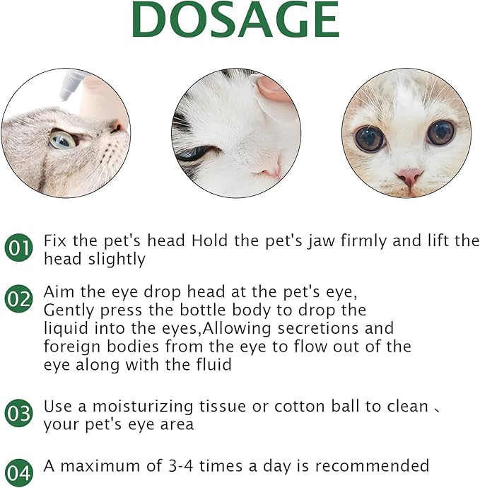 Dog Eye Drops, Eye Cleaner for Dogs & Cats Supports Eyes Infection Relief, Redness & Allergy Eyes Relief, Remove Tear Stain & Eye Debris - Pet Eye Gentle Care Supplement Cats Drops for Eyes - 2 fl ozโฆ