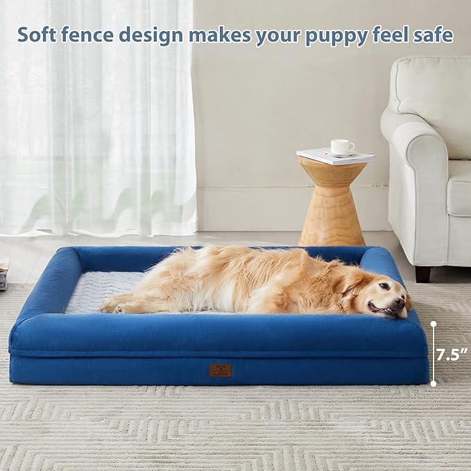 WNPETHOME XXXL Big Dog Bed, Washable Dog Couch with Removable Waterproof Cover, Orthopedic Large Pet Sofa Bed with Bolster Sides for Sleeping