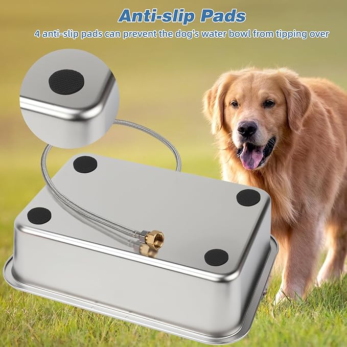 YUEPET 3 Gallon Auto Dog Water Bowl Dispenser Outside Automatic Water Dispenser for Large Dogs Stainless Steel Auto-Fill Dog Waterer Feeder with Float Valve for Pets Indoor Outdoor Use